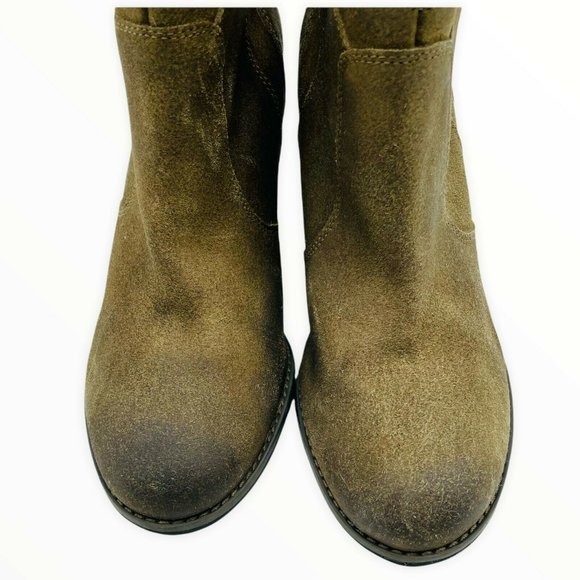 Clarks Ankle Bootie Shoes Suede Brown Size 8M Women Block High Heeled Boots - Picture 3 of 7